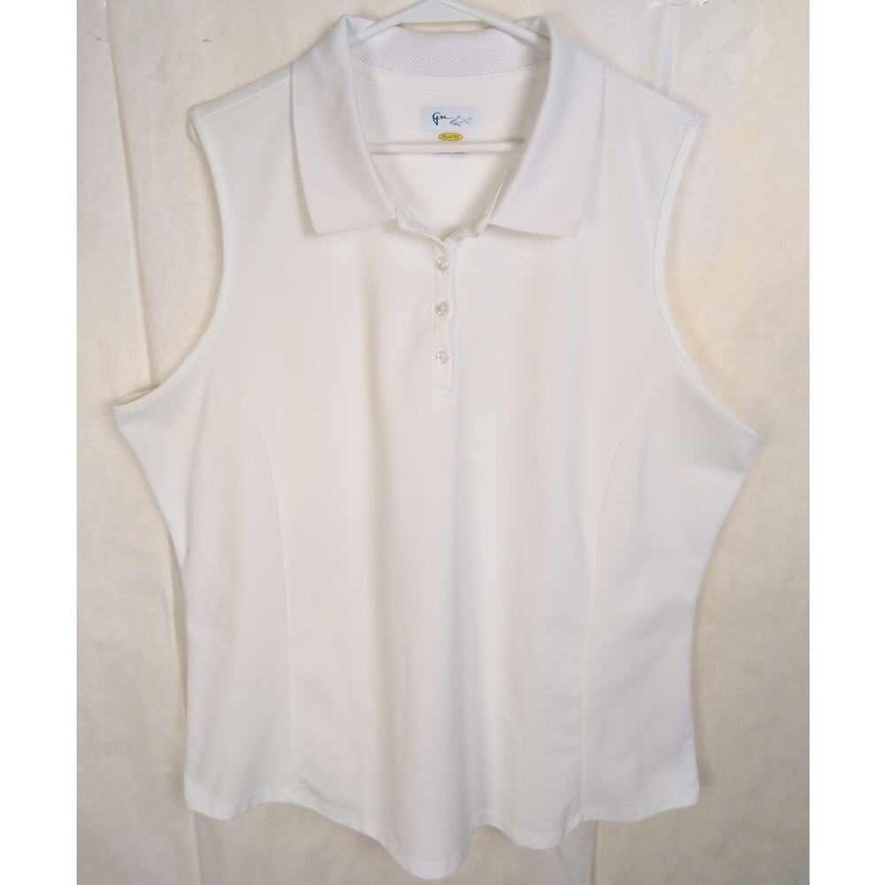 Greg Norman Play Dry white sleeveless polo shirt Size XXL Golf Tennis Resort